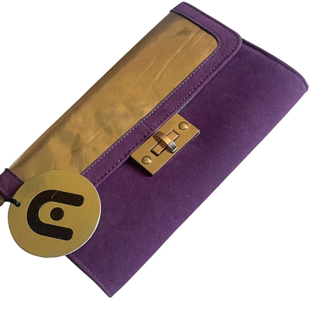 Nila Anthony Women's Berry Clutch Crossbody Suede Bag Gold Chain Evening Purse - Picture 4 of 9